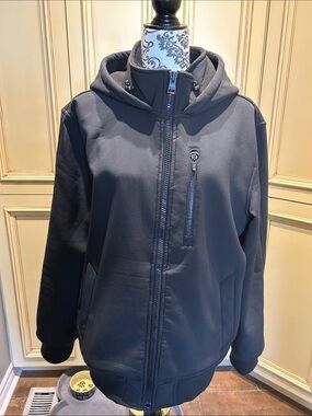 Roots Black Hooded Fleece Jacket